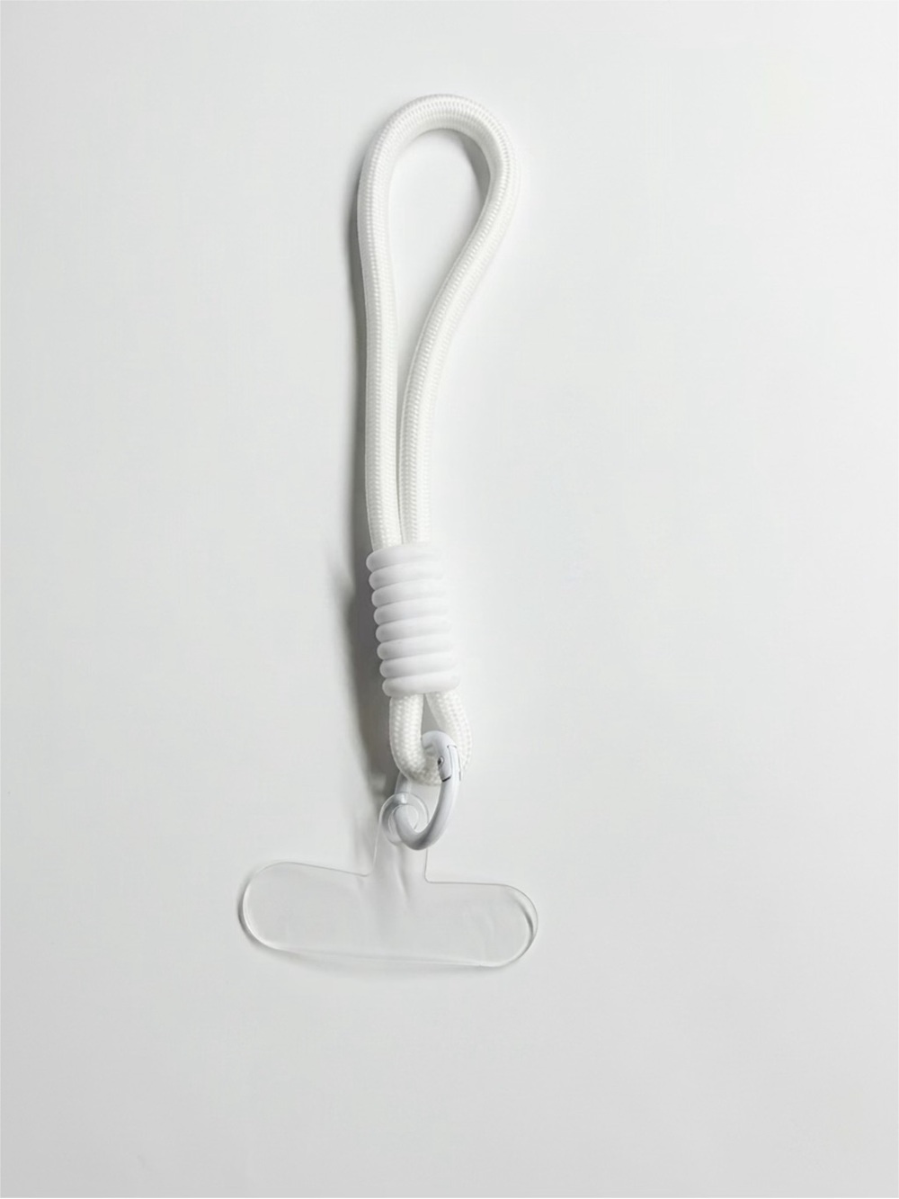 White Phone Wrist Strap Lanyard with Clear Anchor